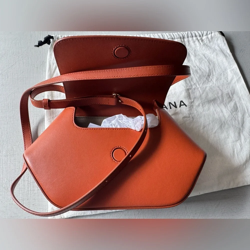 NWT Cuyana Mini Hexagon Leather Crossbody Bag in Sienna